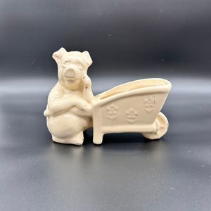 Ceramic Pig and Wheelbarrow Planter Vintage